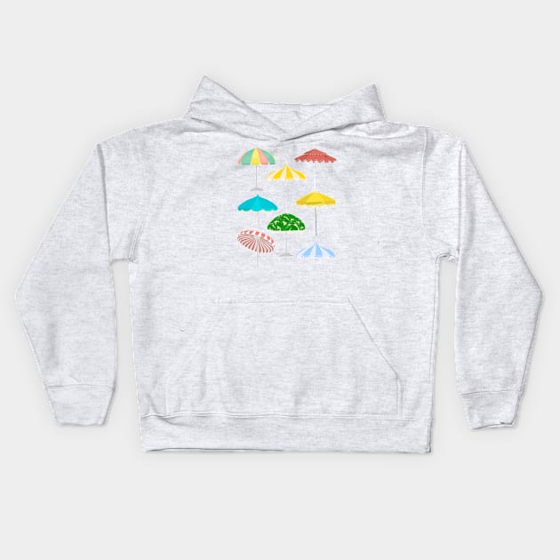 Beach umbrellas Kids Hoodie by jenblove